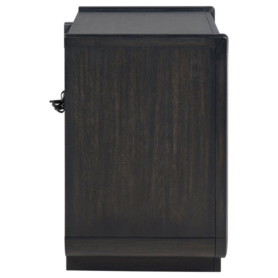 Leandro 2-drawer LED Nightstand with USB Burnished Black - 222492