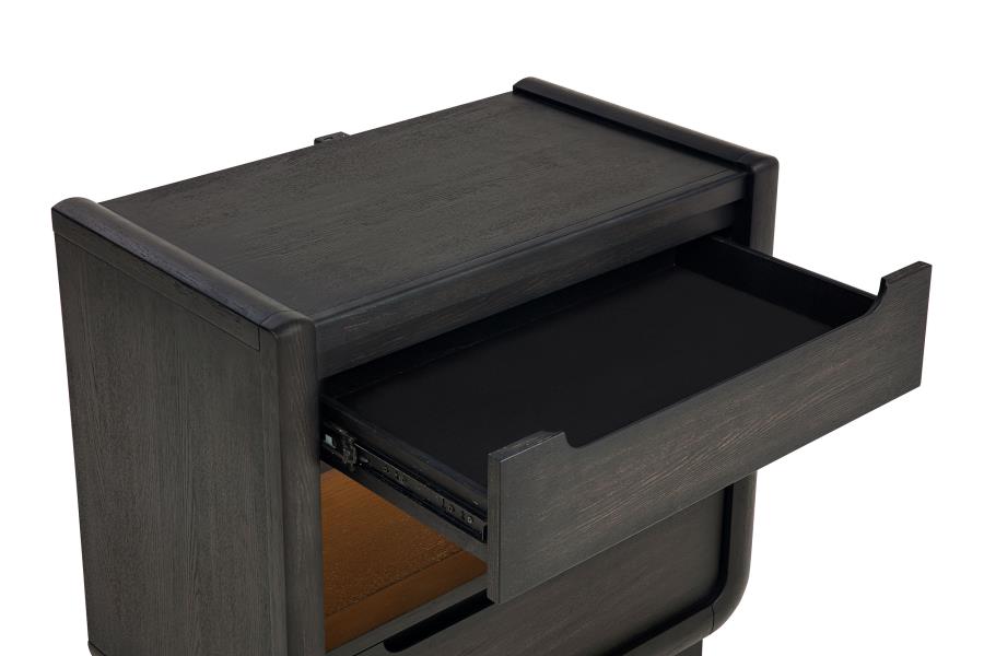 Leandro 2-drawer LED Nightstand with USB Burnished Black - 222492