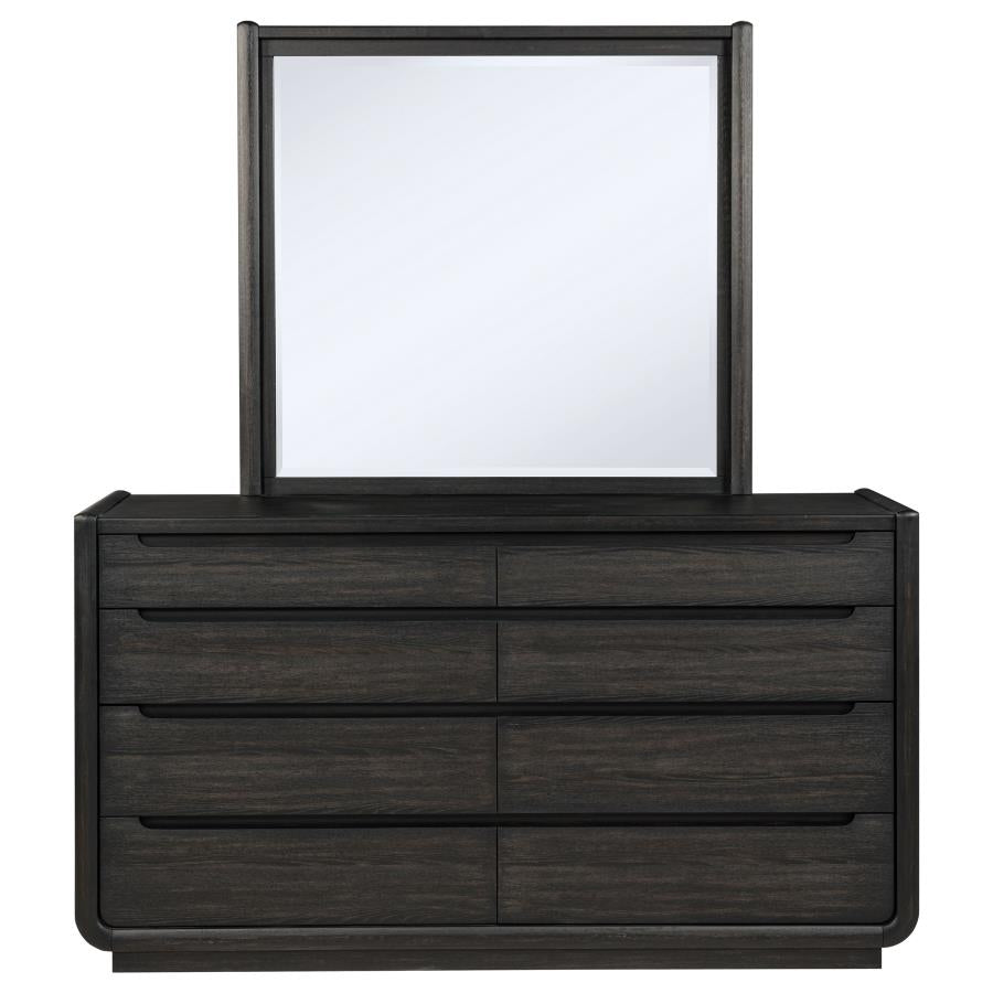 Leandro 8-drawer Bedroom Dresser with Mirror Burnished Black - 222493M