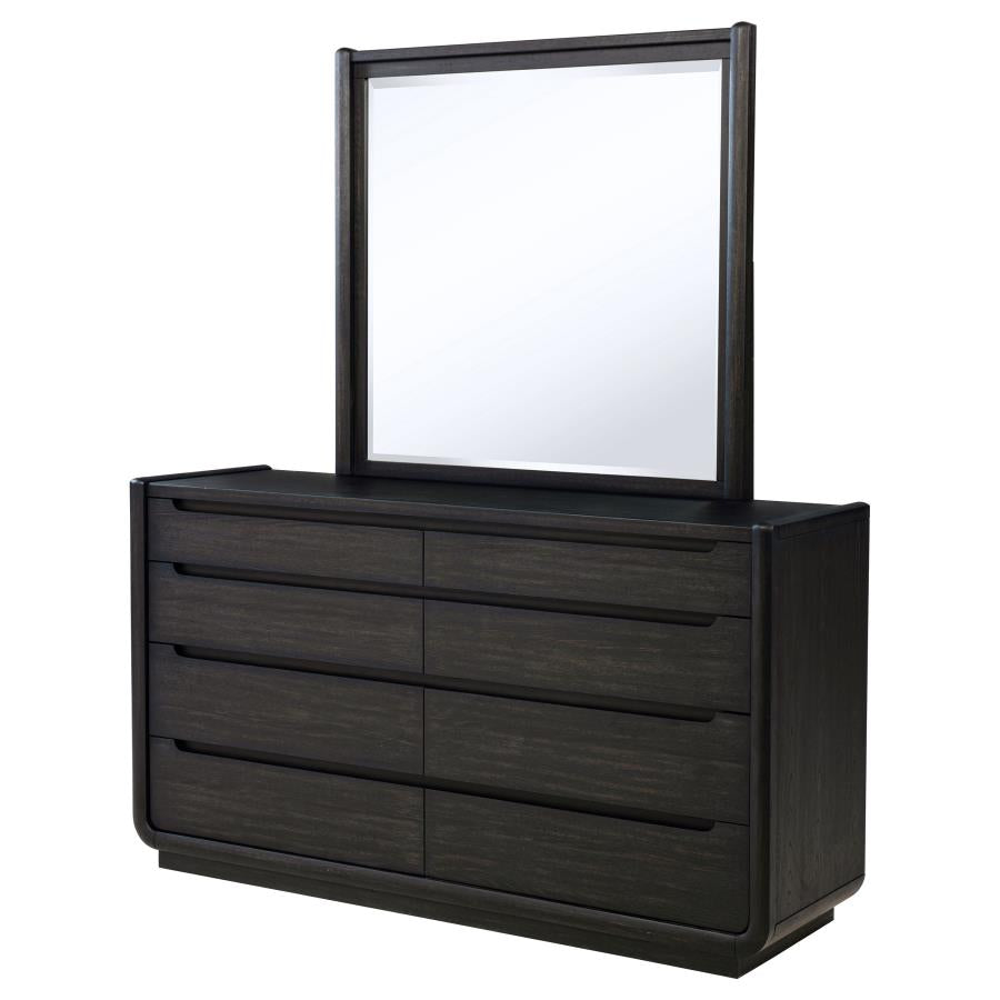 Leandro 8-drawer Bedroom Dresser with Mirror Burnished Black - 222493M