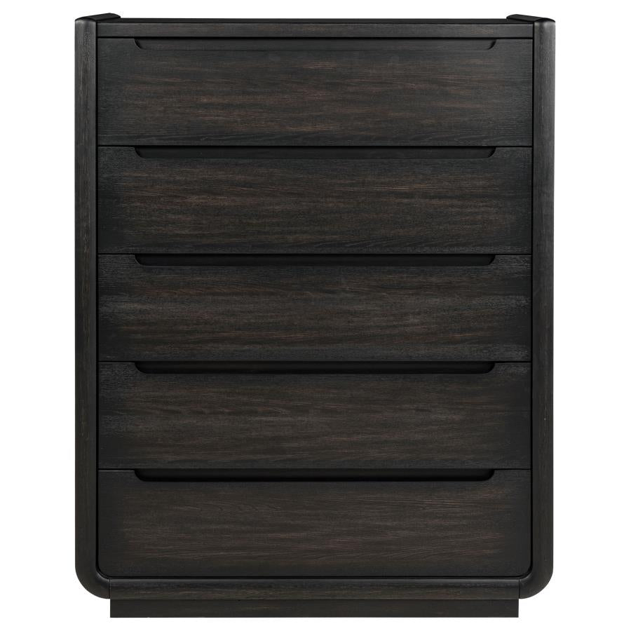 Leandro 5-drawer Bedroom Chest of Drawers Burnished Black - 222495