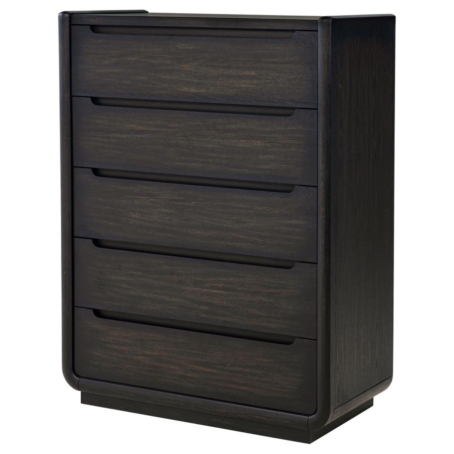 Leandro 5-drawer Bedroom Chest of Drawers Burnished Black - 222495