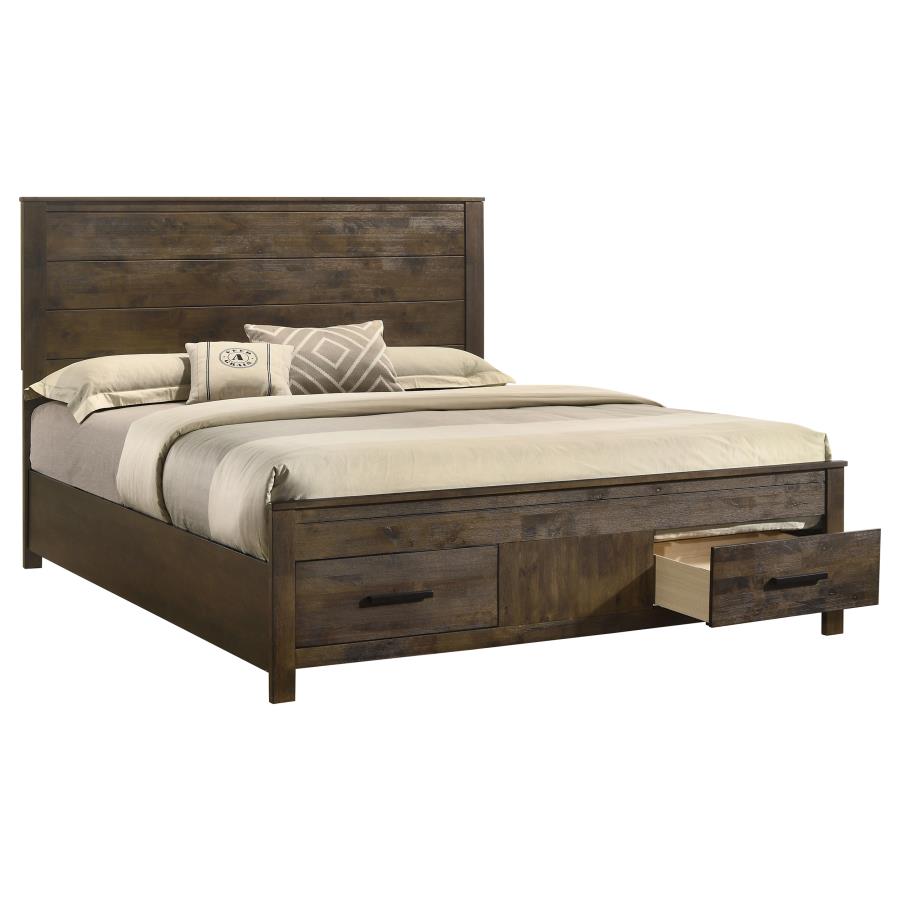 Woodmont Eastern King Storage Bed Rustic Golden Brown - 222631KE