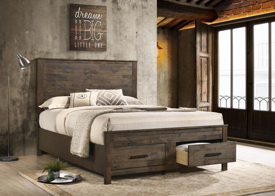 Woodmont Wood Queen Storage Panel Bed Rustic Golden Brown - 222631Q