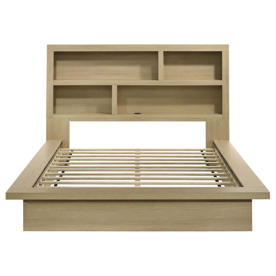 Hendricks Queen Bookcase Headboard Platform Bed Light Oak - 222650Q