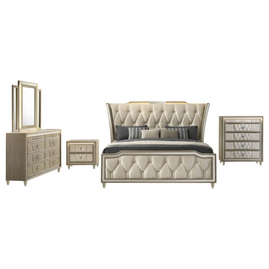 Lorient 5-piece Eastern King Bedroom Set Ivory and Camel - 222661KE-S5