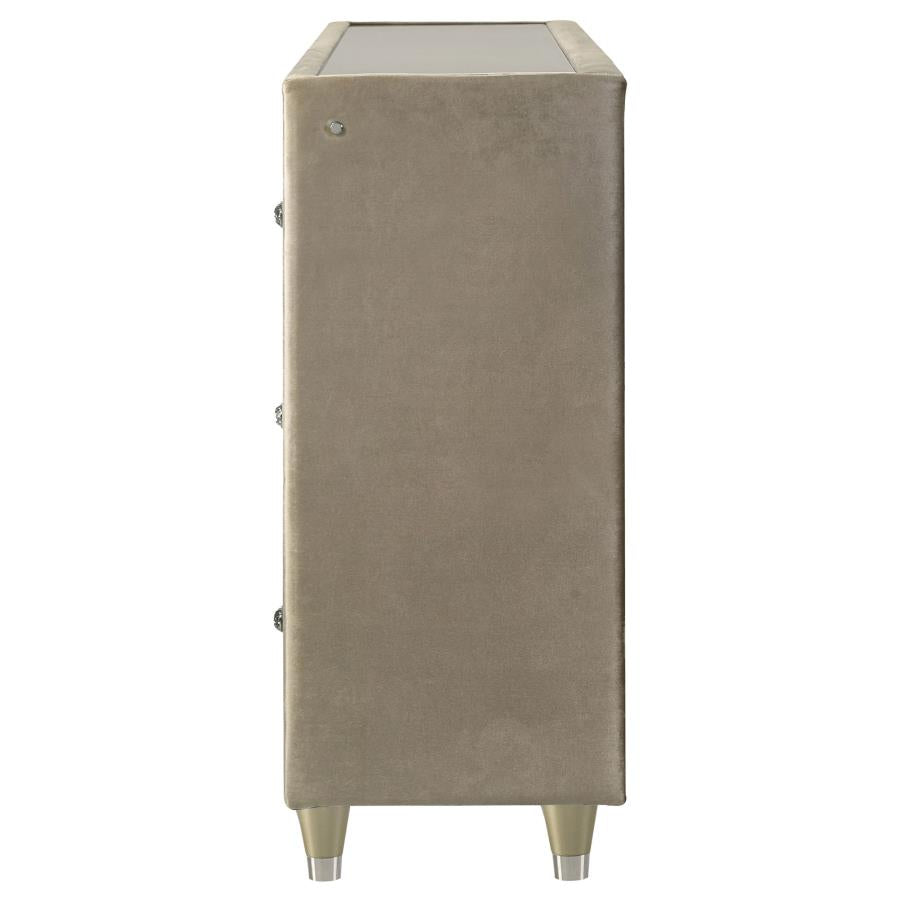 Lorient 8-drawer LED Bedroom Flame Box Dresser Ivory Camel - 222663FB