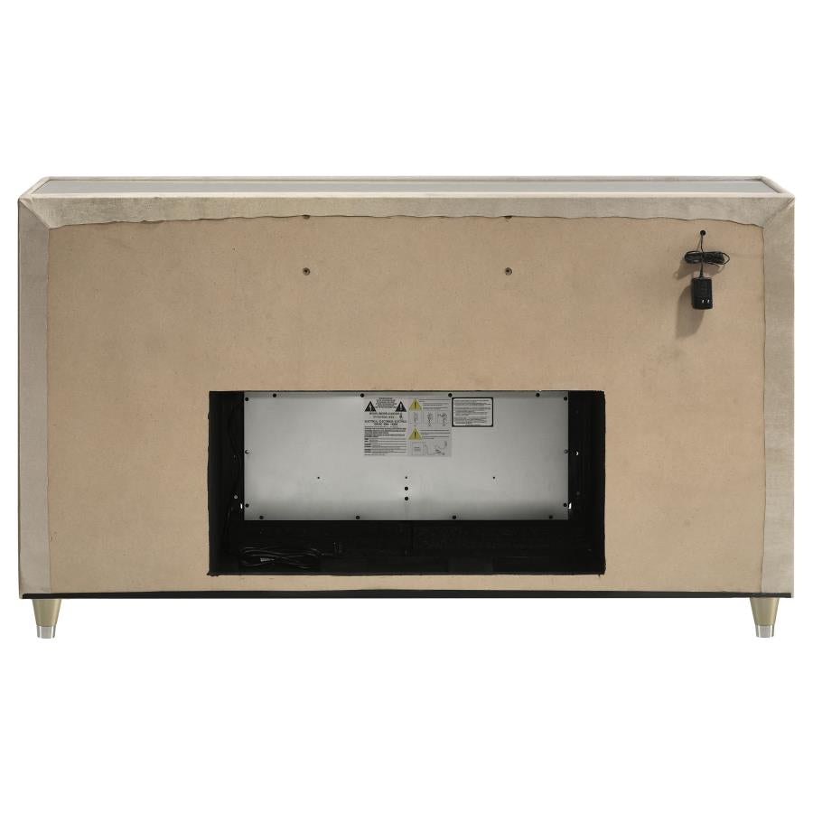 Lorient 8-drawer LED Bedroom Flame Box Dresser Ivory Camel - 222663FB