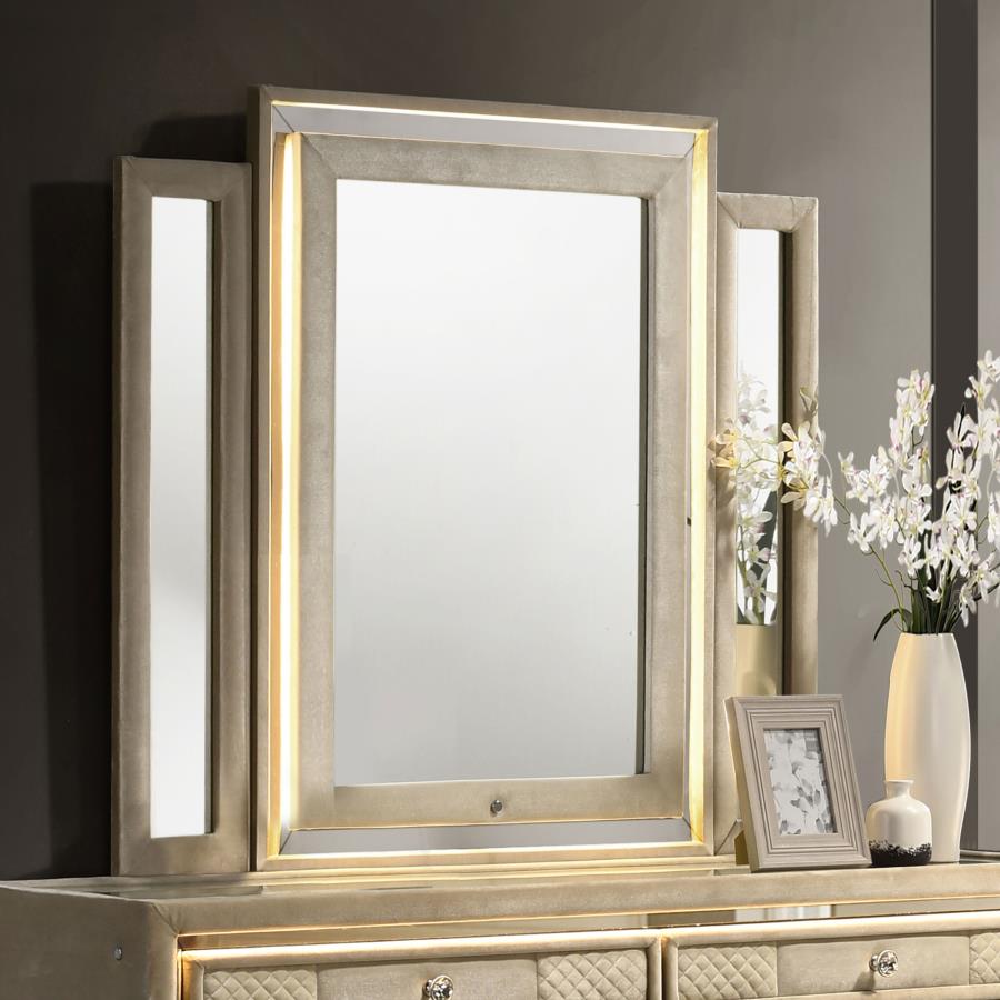 Lorient LED Dresser Mirror Ivory and Camel - 222664