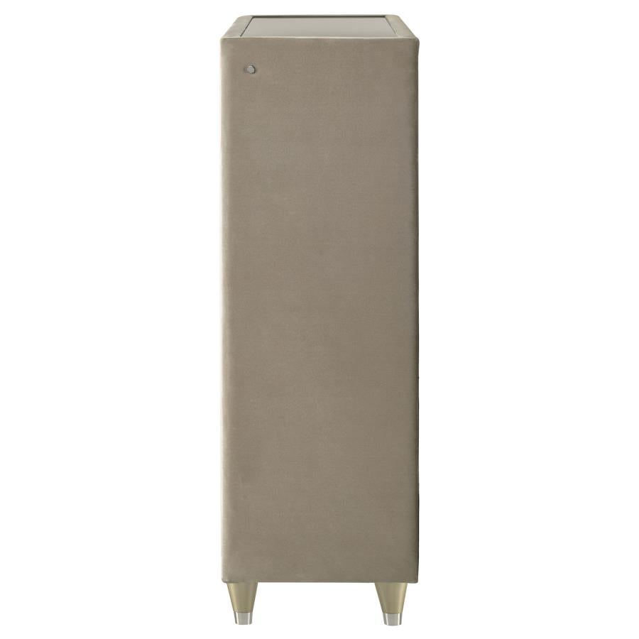 Lorient 5-drawer LED Chest of Drawers Ivory and Camel - 222665