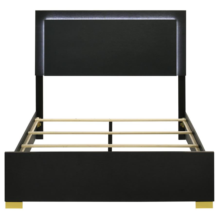 Marceline Wood Full LED Panel Bed Black - 222831F