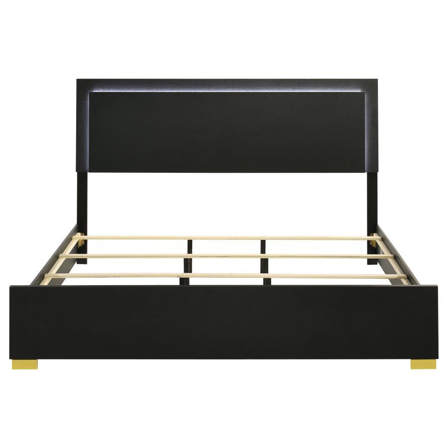 Marceline Wood Eastern King LED Panel Bed Black - 222831KE