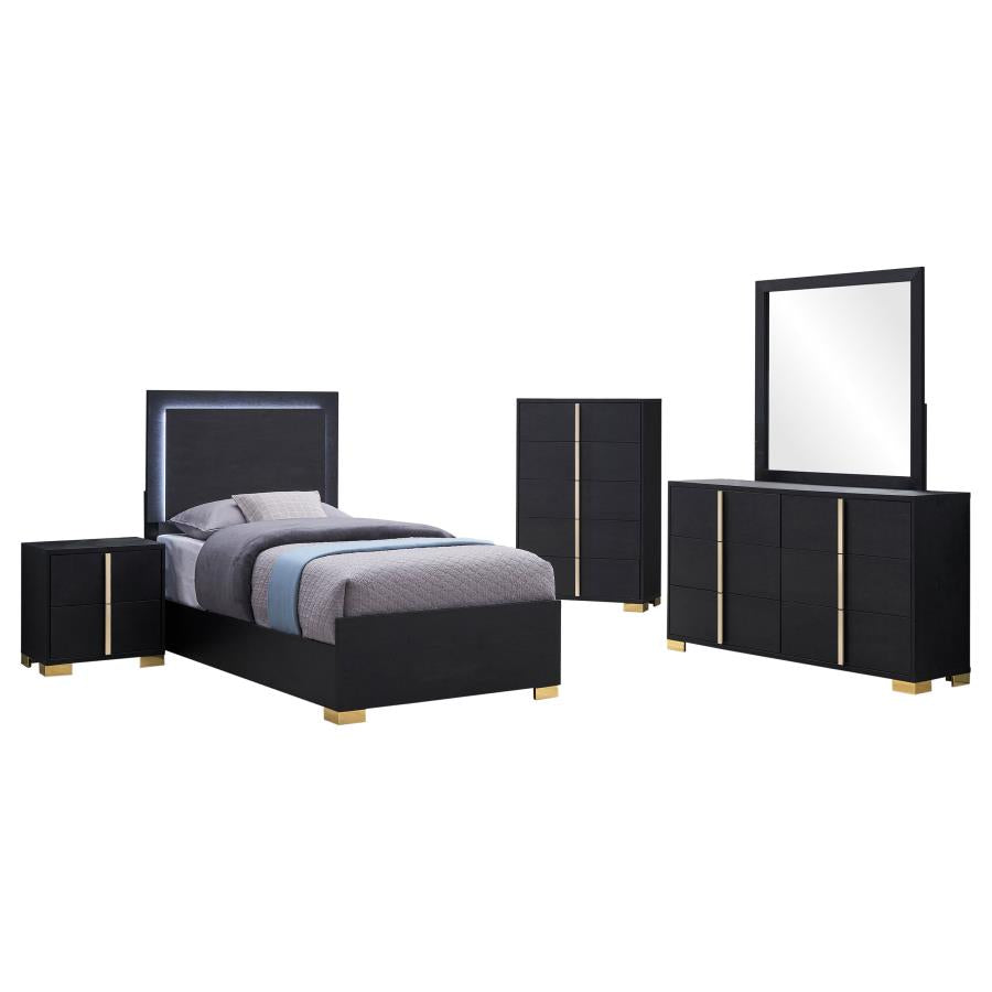 Marceline 5-piece Twin Bedroom Set Black - 222831T-S5