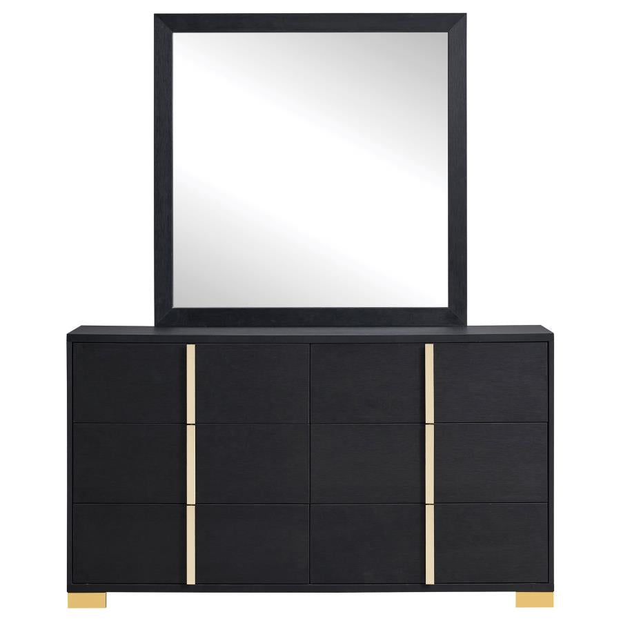 Marceline 6-drawer Dresser with Mirror Black - 222833M