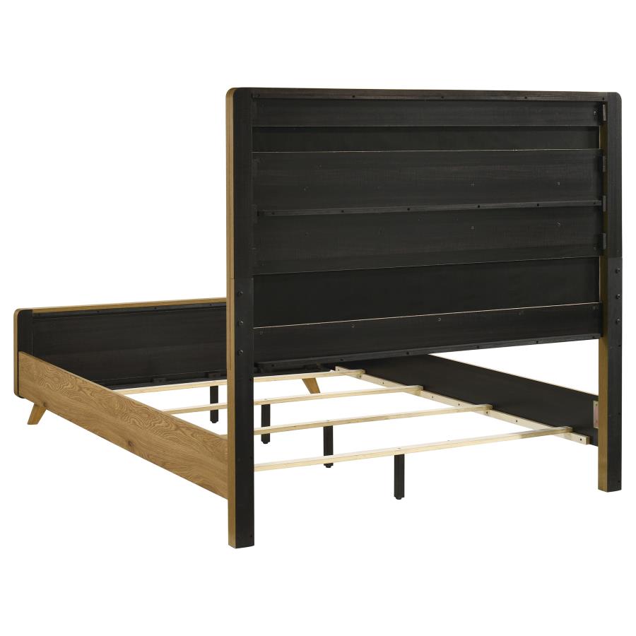 Bennett 62-inch Queen Upholstered Panel Bed Cream and Light Oak - 222901Q