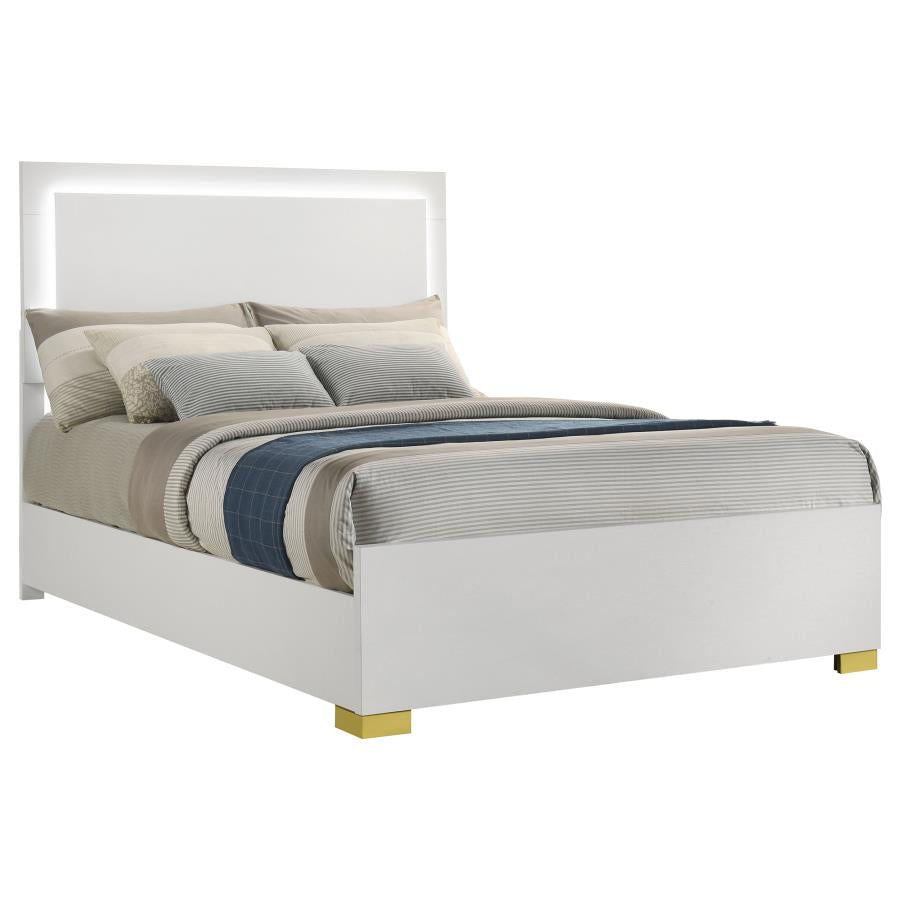 Marceline Wood Full LED Panel Bed White - 222931F