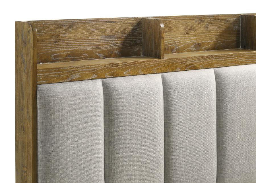 Henderson 57-inch Eastern King Bookcase Panel Bed Medium Oak - 222971KE