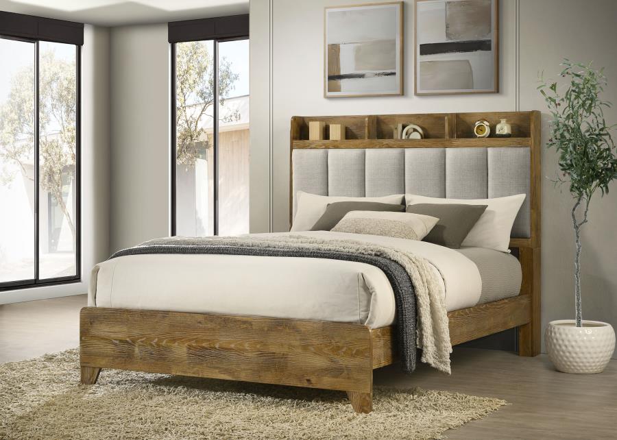 Henderson 57-inch Queen Bookcase Panel Bed Medium Oak - 222971Q