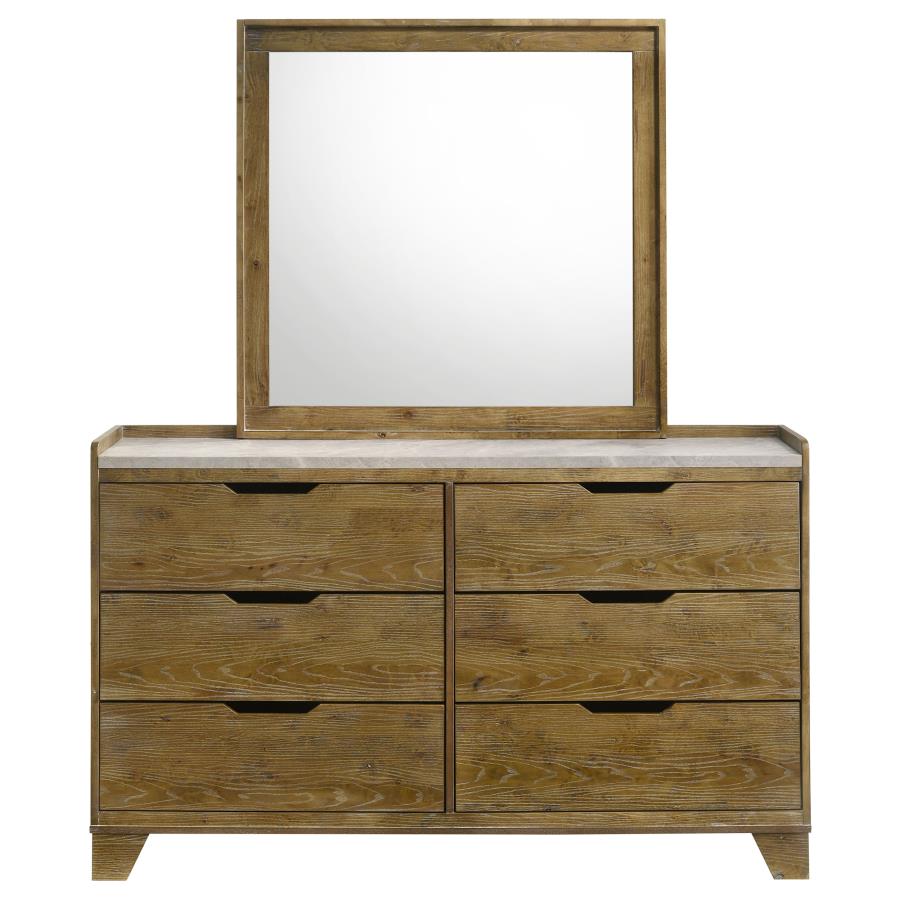 Henderson 6-drawer Bedroom Dresser with Mirror Medium Oak - 222973M