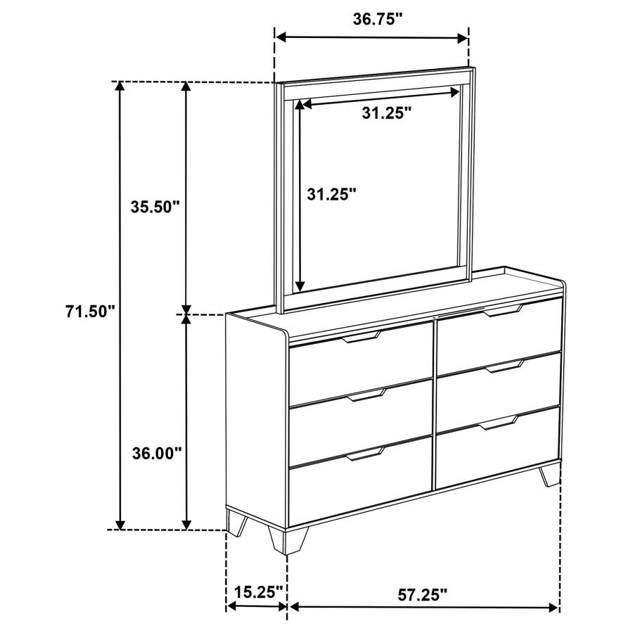 Henderson 6-drawer Bedroom Dresser with Mirror Medium Oak - 222973M