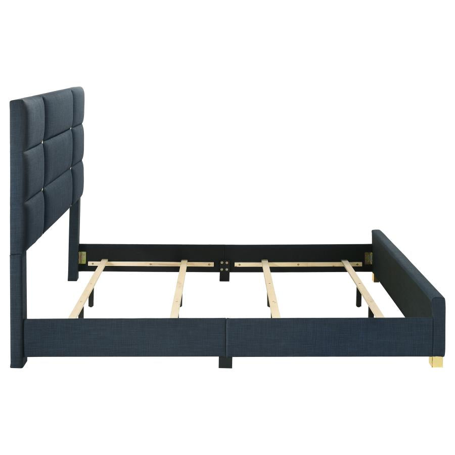 Ines 56-inch Fabric Upholstered Eastern King Panel Bed Navy - 223091NVYKE