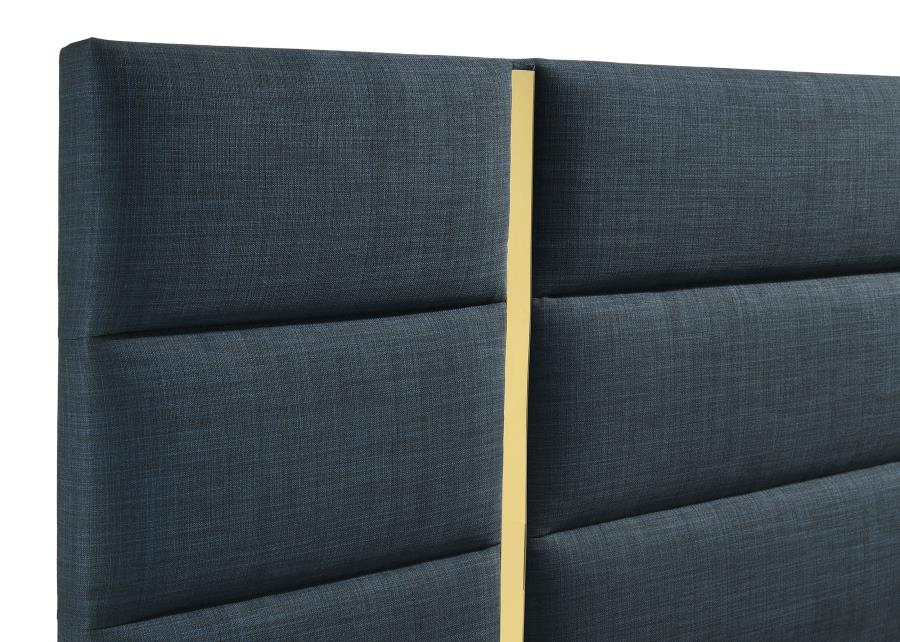 Ines 56-inch Fabric Upholstered Eastern King Panel Bed Navy - 223091NVYKE