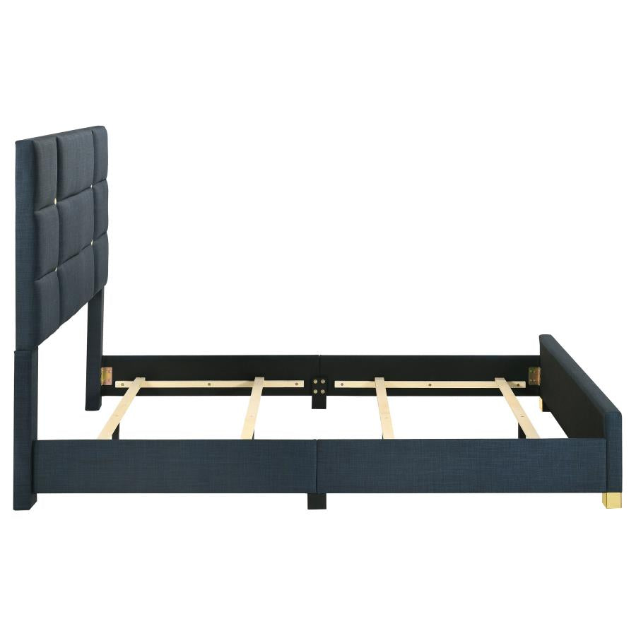 Ines 56-inch Fabric Upholstered Queen Panel Bed Navy - 223091NVYQ