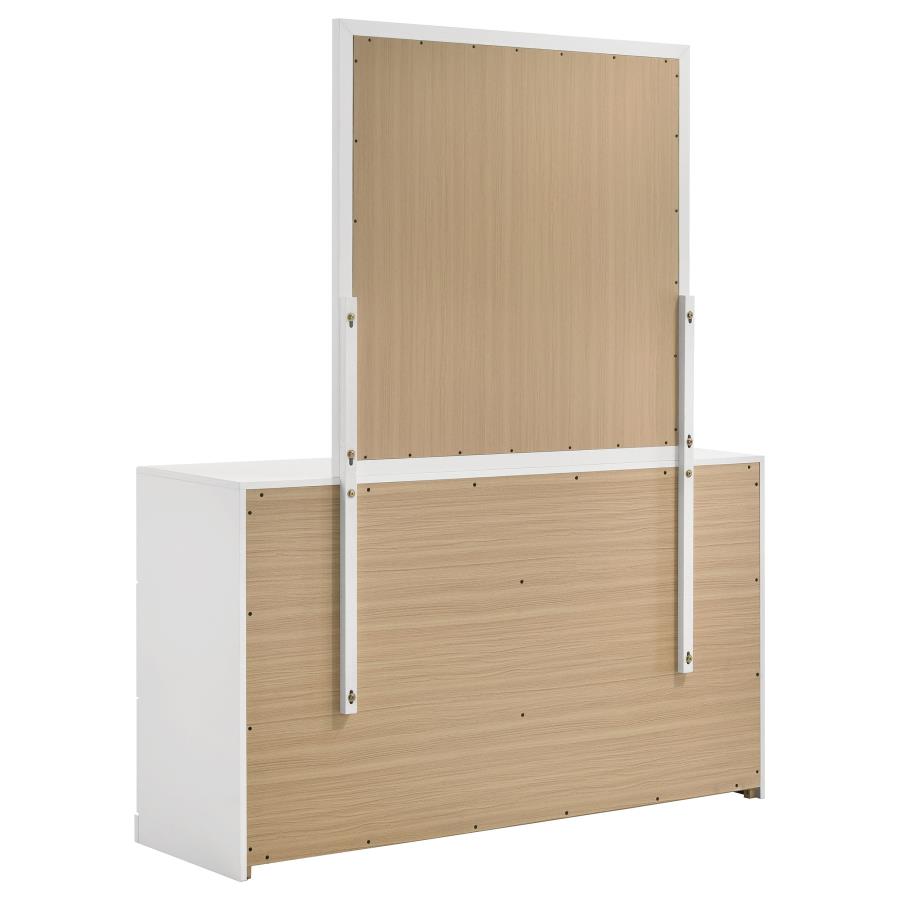 Ines 6-drawer Bedroom Dresser with Mirror White High Gloss - 223093M