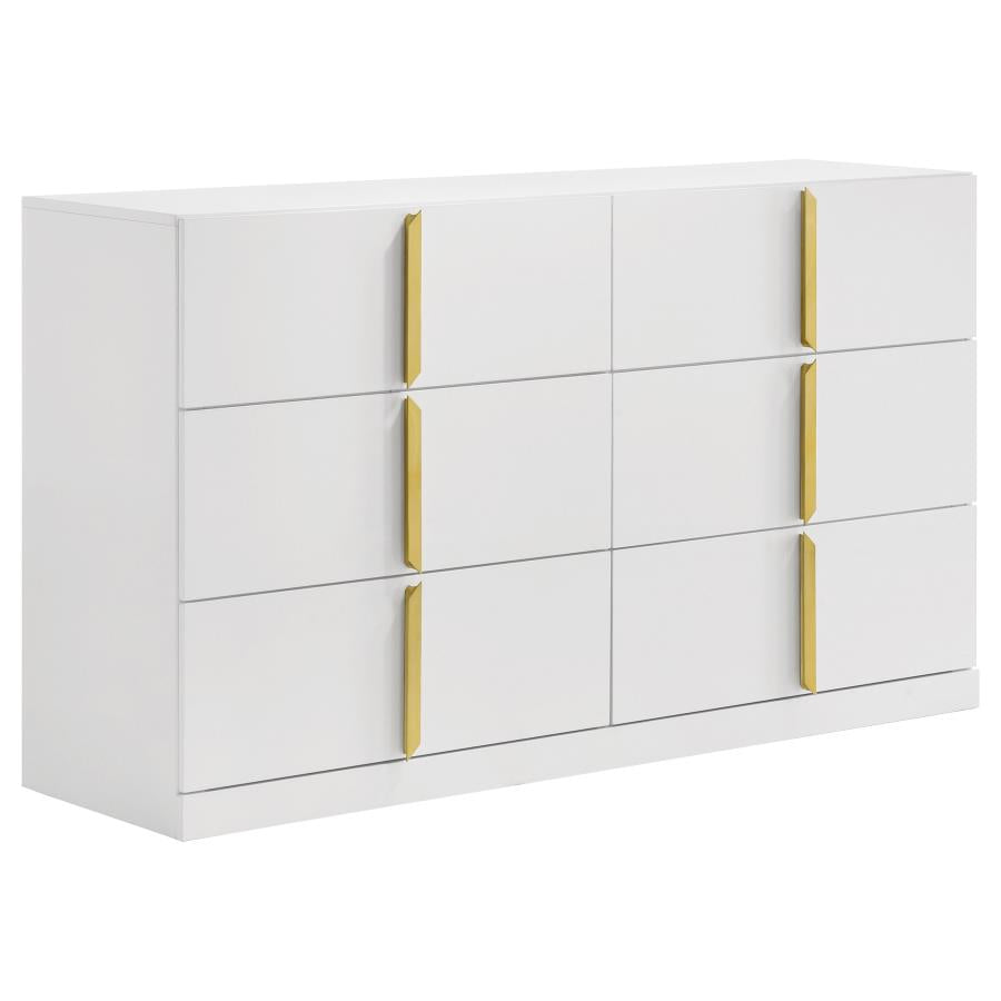 Ines 6-drawer Bedroom Dresser Cabinet White High Gloss - 223093