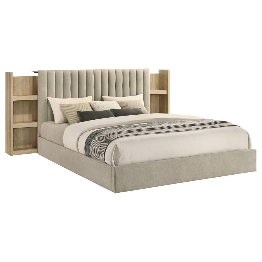 Arielle Eastern King Bookcase Panel Storage Bed Light Oak - 223111KE