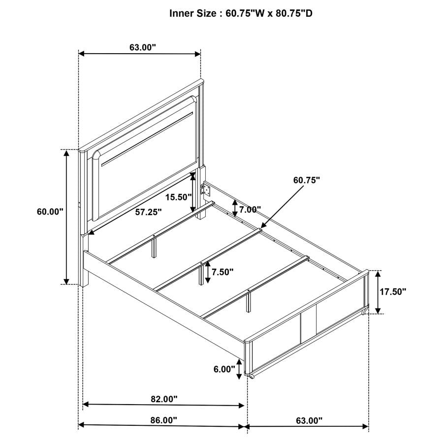 Leanne Queen LED Panel Bed Off White and Light Oak - 223131Q