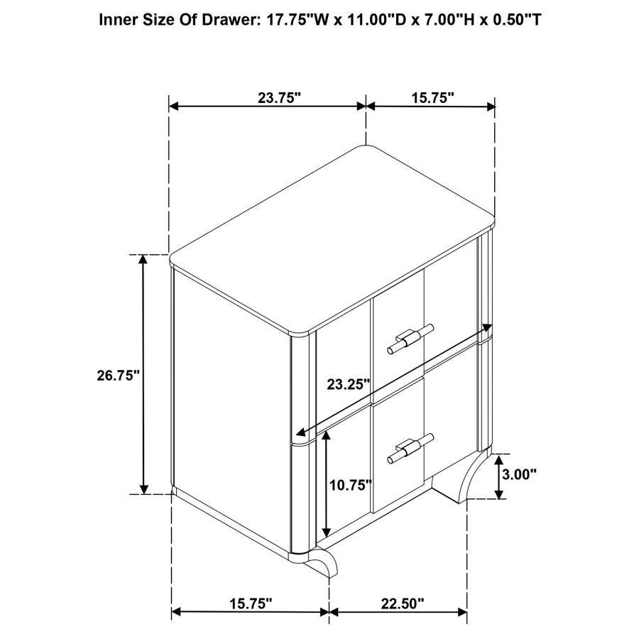 Leanne 2-drawer Sinter Stone Top Nightstand Light Oak - 223132