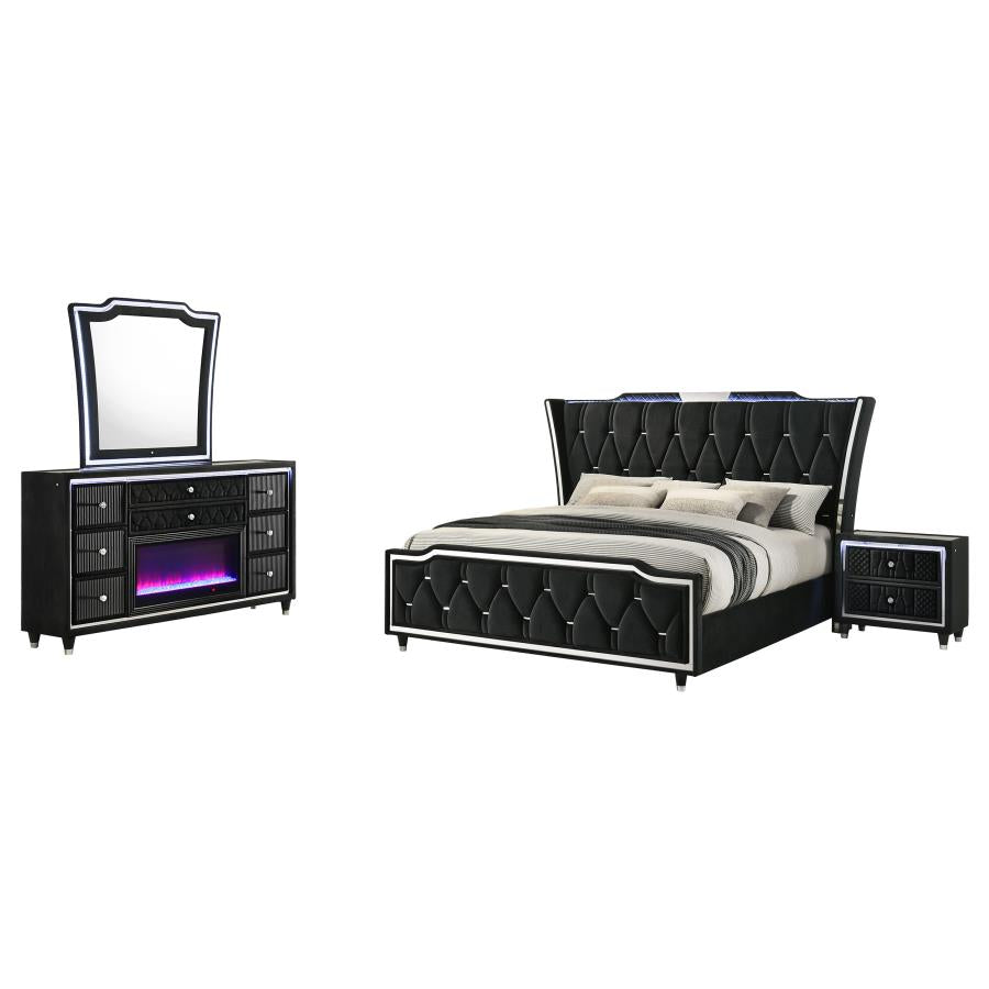 Lorient 4-piece Queen Bedroom Set Black - 223161Q-S4B