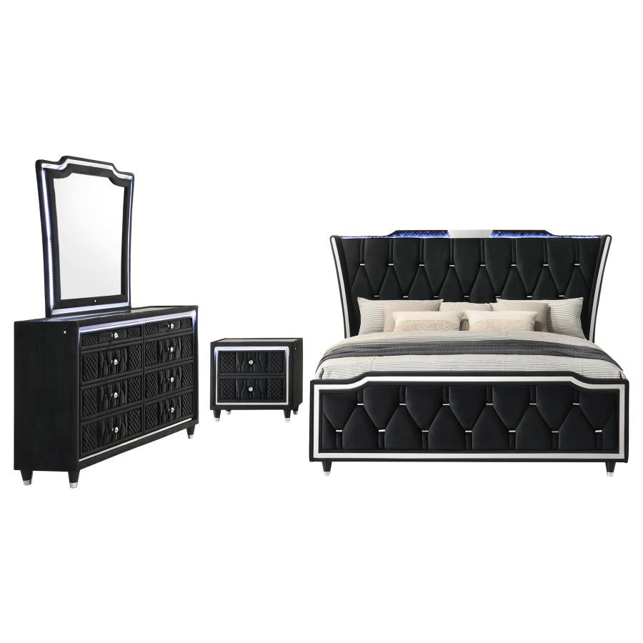 Lorient 4-piece Queen Bedroom Set Black - 223161Q-S4