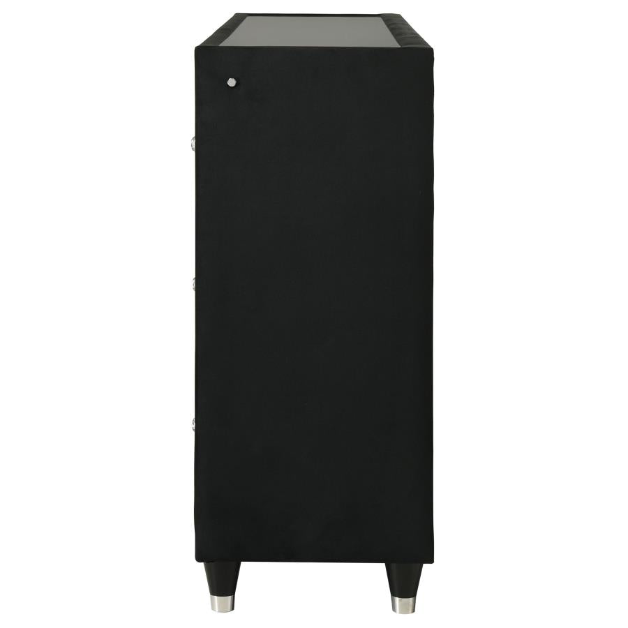 Lorient 8-drawer LED Bedroom Flame Box Dresser Black - 223163FB