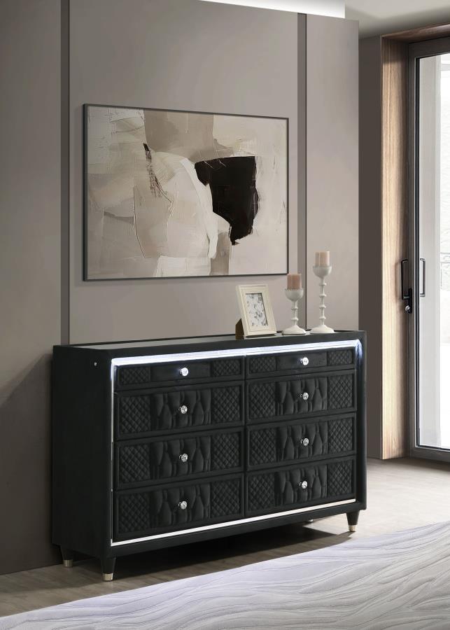 Lorient 8-drawer LED Bedroom Dresser Cabinet Black - 223163