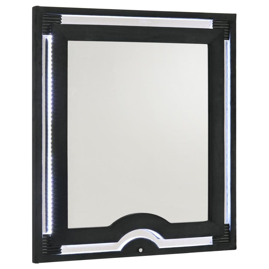 Ravenne 5-piece Velvet Upholstered California King LED Bedroom Set Black - 223191KW-S5