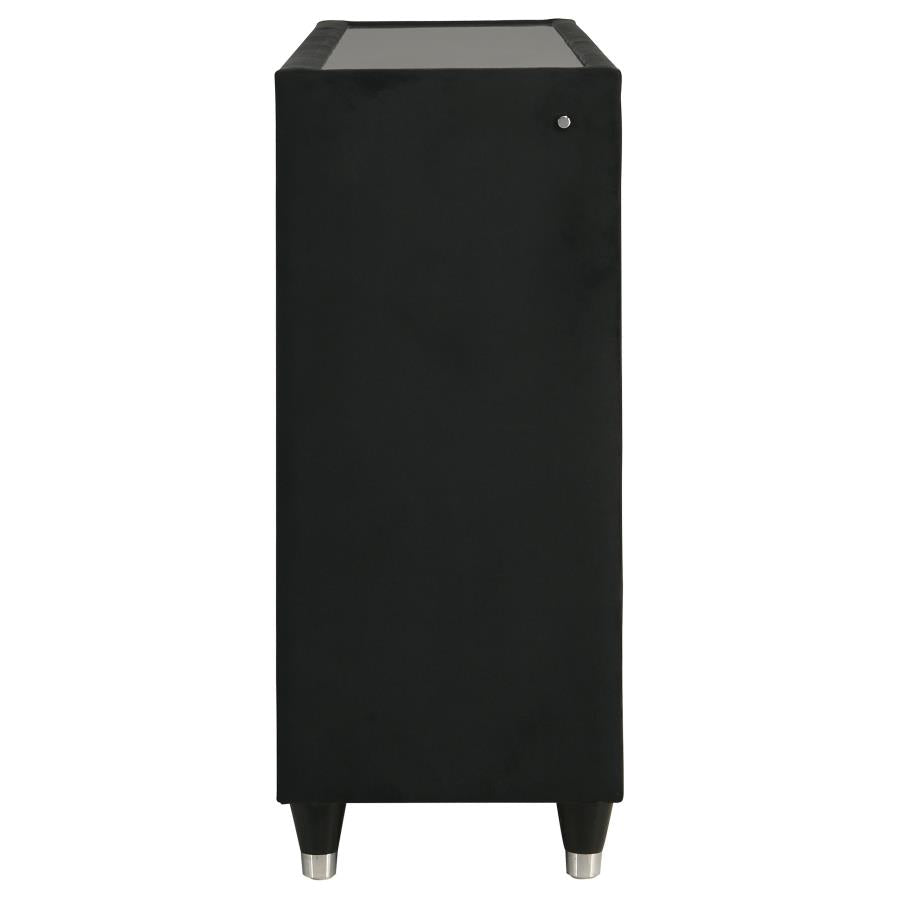 Ravenne 8-drawer Velvet Upholstered LED Dresser Cabinet Black - 223193