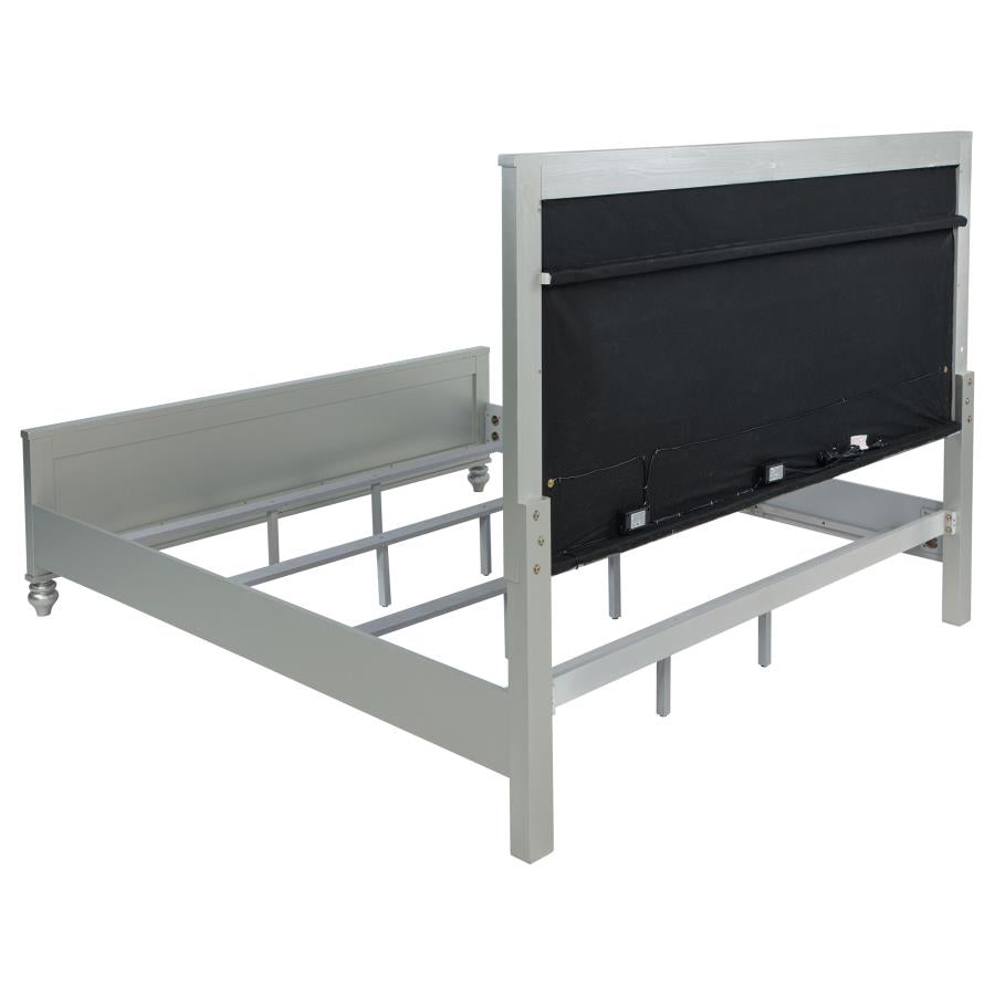 Gunnison Wood Eastern King LED Panel Bed Silver Metallic - 223211KE