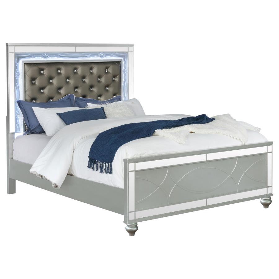 Gunnison Wood California King LED Panel Bed Silver Metallic - 223211KW