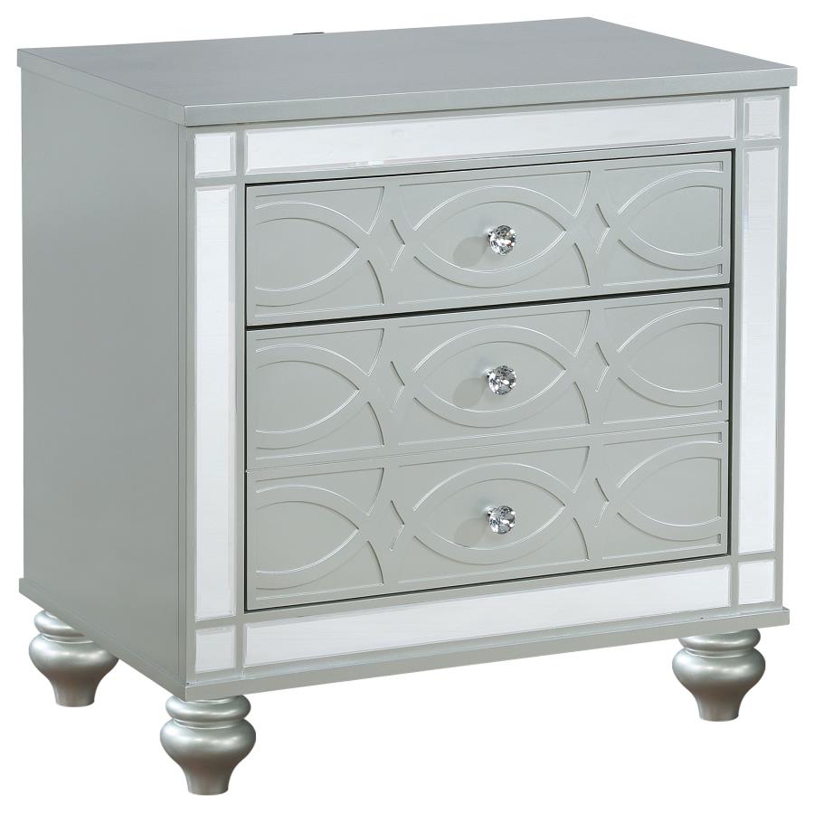 Gunnison 2-drawer Nightstand Silver Metallic - 223212