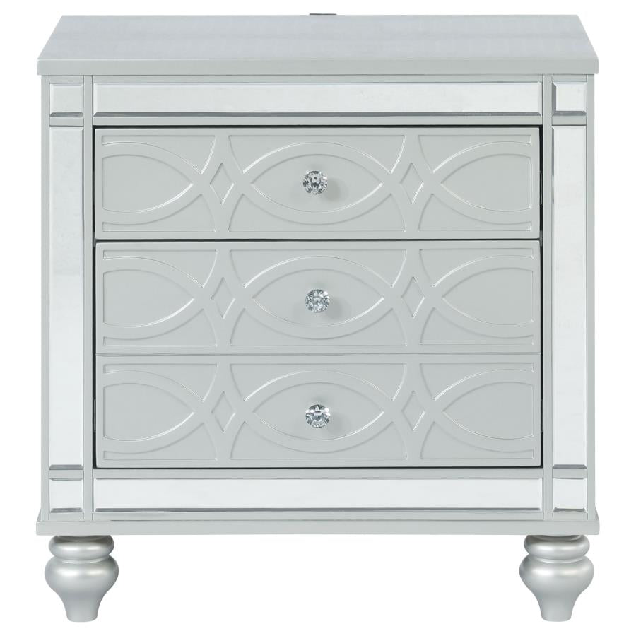 Gunnison 2-drawer Nightstand Silver Metallic - 223212