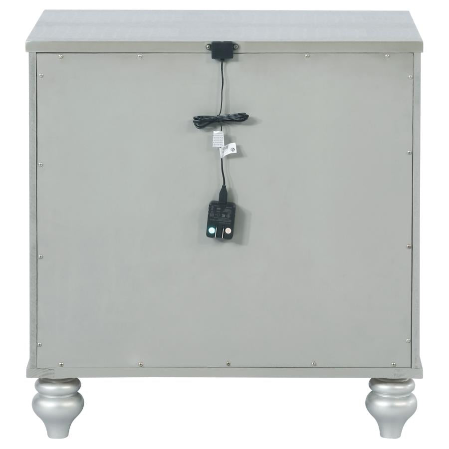 Gunnison 2-drawer Nightstand Silver Metallic - 223212