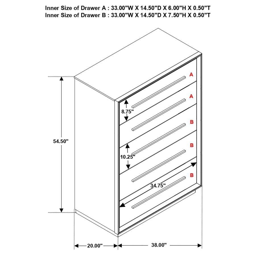 Durango 5-drawer Bedroom Chest Smoked Peppercorn - 223265