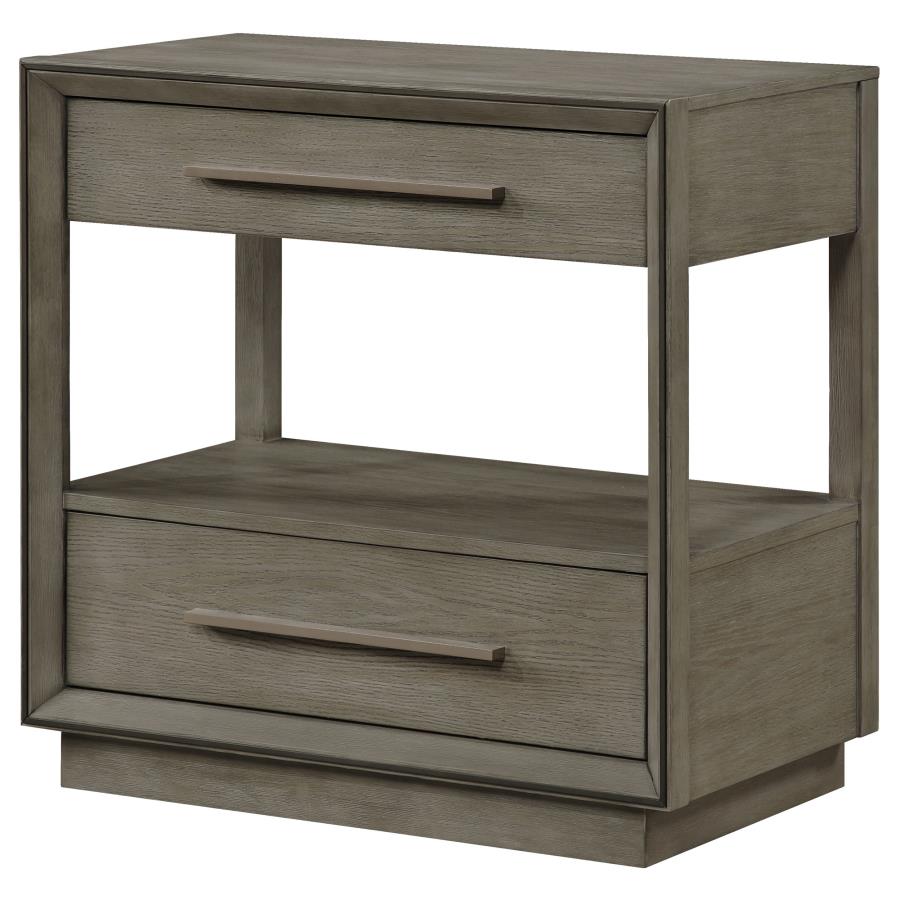 Durango 2-drawer Nightstand Bedside Table Taupe Oak - 223272