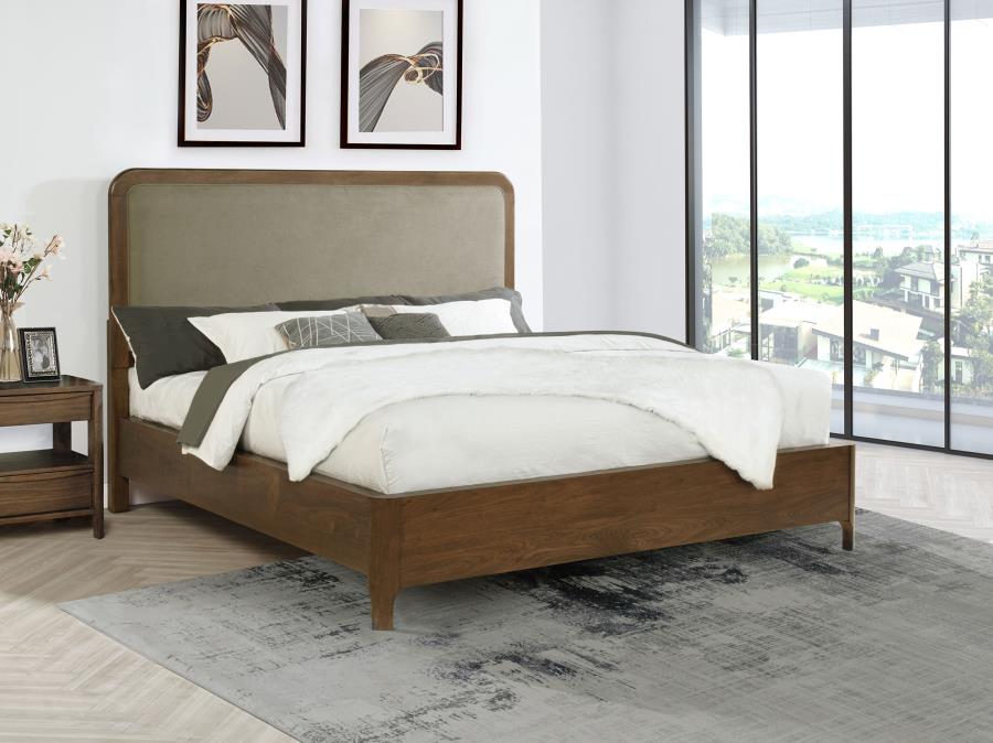 Maderia 57-inch Upholstered California King Panel Bed Walnut - 223321KW