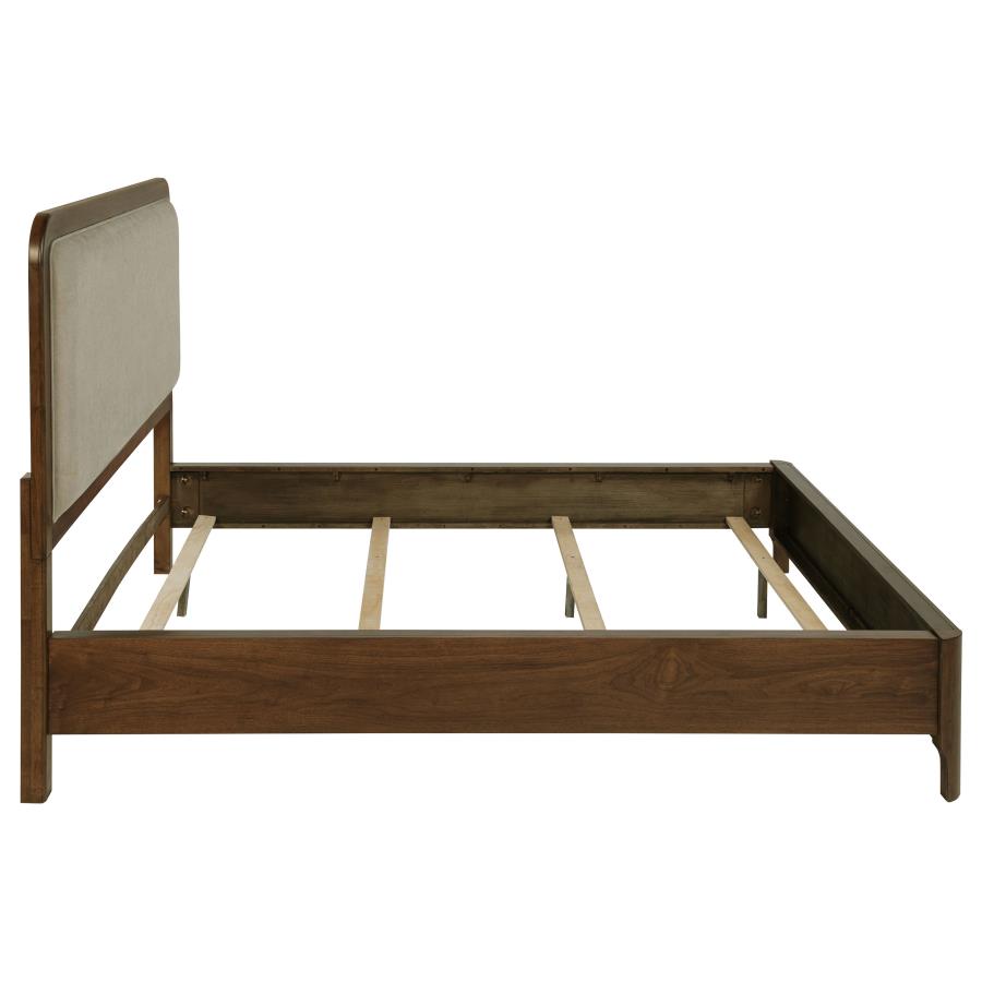 Maderia 57-inch Upholstered California King Panel Bed Walnut - 223321KW