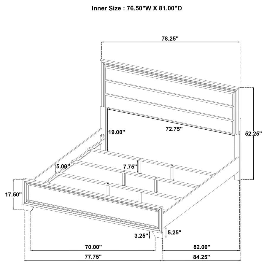 Wright 52-inch Upholstered Eastern King Bed Brown Oak - 223341KE