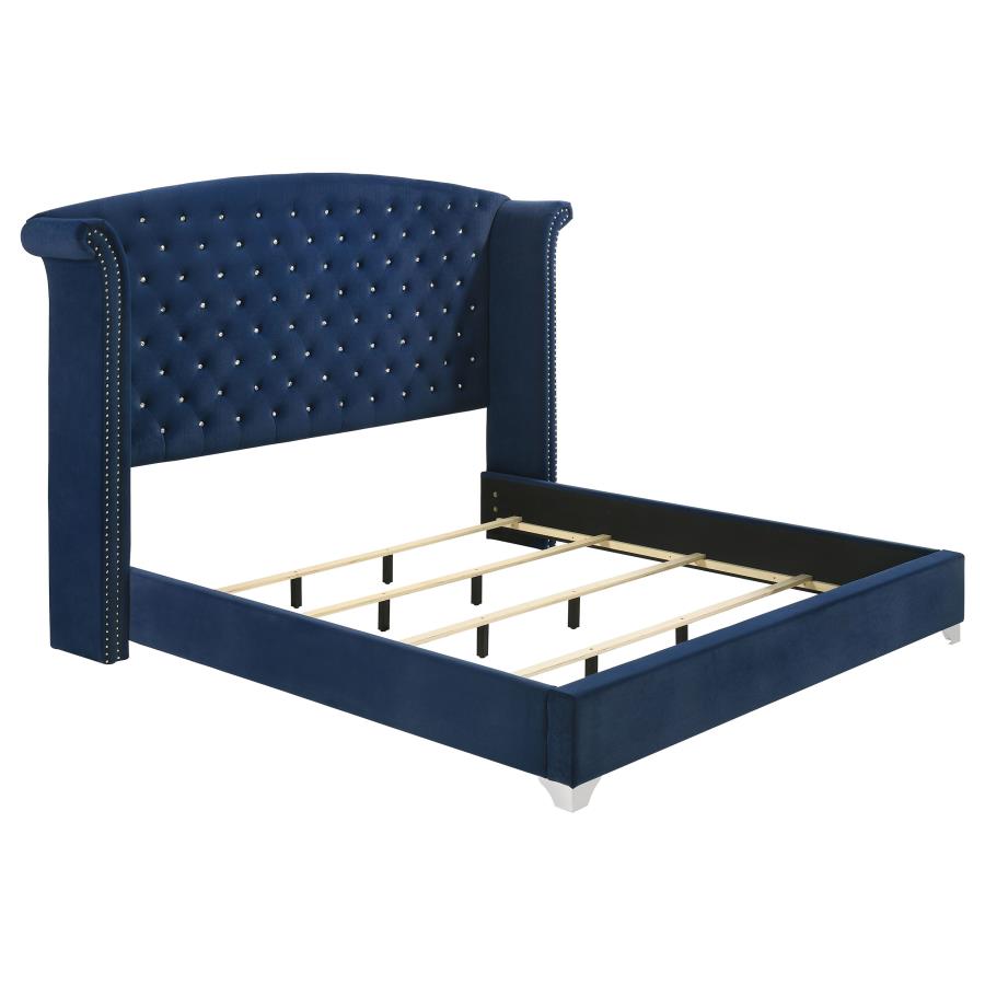 Melody Upholstered Eastern King Wingback Bed Pacific Blue - 223371KE