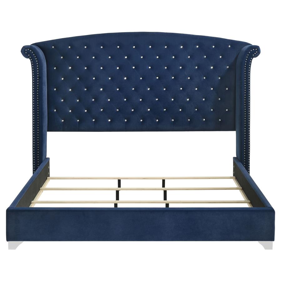 Melody Upholstered Eastern King Wingback Bed Pacific Blue - 223371KE